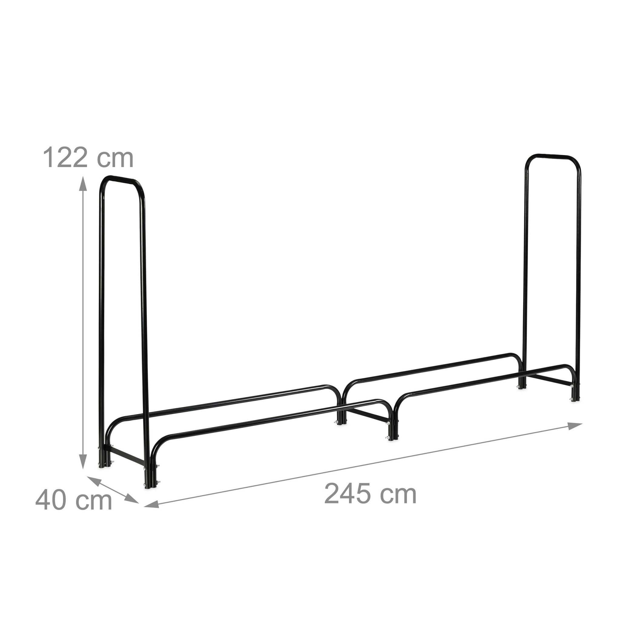 NOWY Stojak na drewno kominkowe, opałowe, kosz metalowy, regał 245 cm