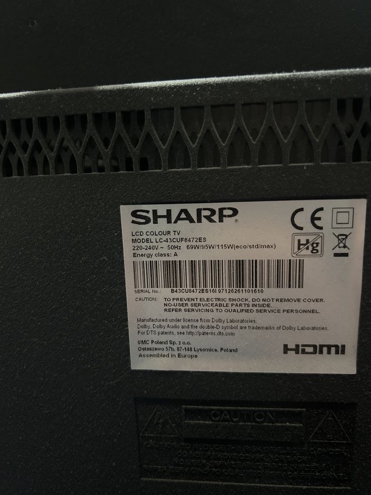Telewizor Sharp 43’ - Srebrna obudowa, SMART