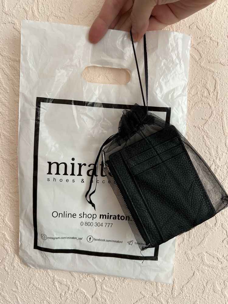 Мужской черный кошелек Miraton. Подарок для мужчин.