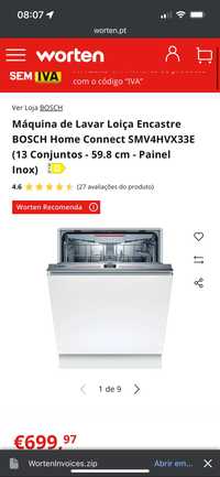 Máquina Lavar Louça Bosch