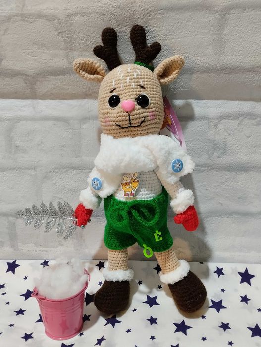 Ручная работа Оленёнок Олешка. Милая вязаная игрушка - лучший друг