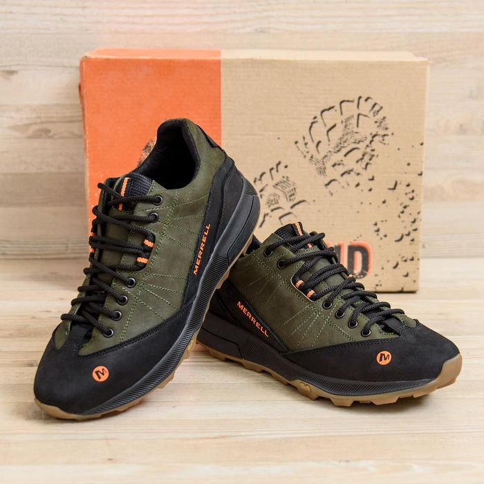 Стильные кроссовки merrell зеленые повседневные мужские мерелл