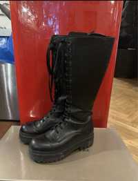 Buty wysokie skorzane wojskowe wiązane Kozaki