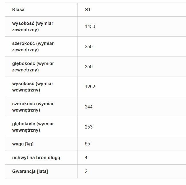 Szafa dla myśliwych na broń długą ISS Siegen 50067/4 klasa S1 Vat