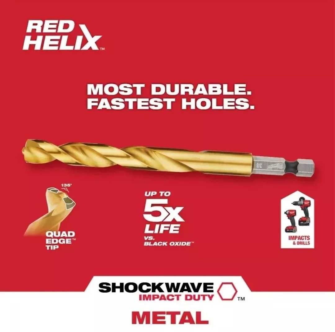 Набор сверл Milwaukee 48-89-4630 Impact Titanium Red Helix 15шт.
