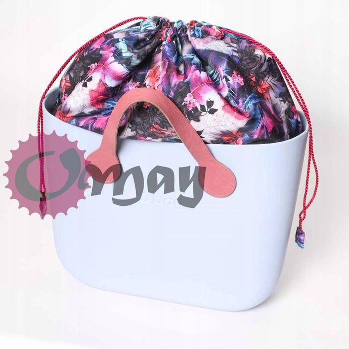 organizer OBAG STANDARD worek czarny kwiaty pióra 2 kieszenie OMAY