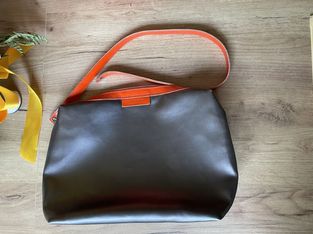 Shopper bag made in Italy shopperka duża torba pomarańczowa