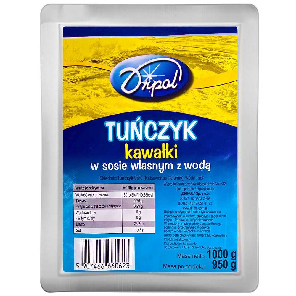 Тунець у Власному Соці Dripol Tunczyk Kawalki w Sosie Wlasnym, 1 кг
