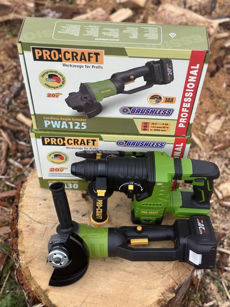 Акумуляторний набір Procraft перфоратор Pha 30(2.8дж) + ушм Pwa 125