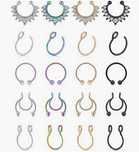 16 Piercings brincos falsos nariz helix (sem necessidade furo)    NOVO