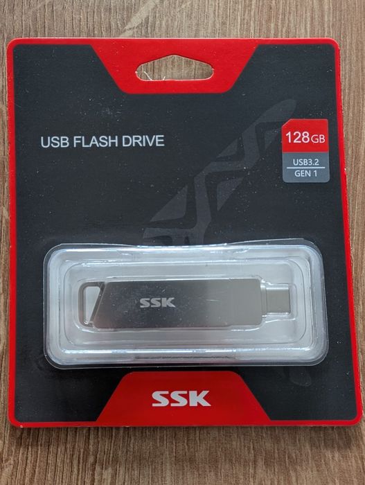 SSK Pamięć USB 128 GB USB 3.2, metalowa pamięć USB, Dual USB,