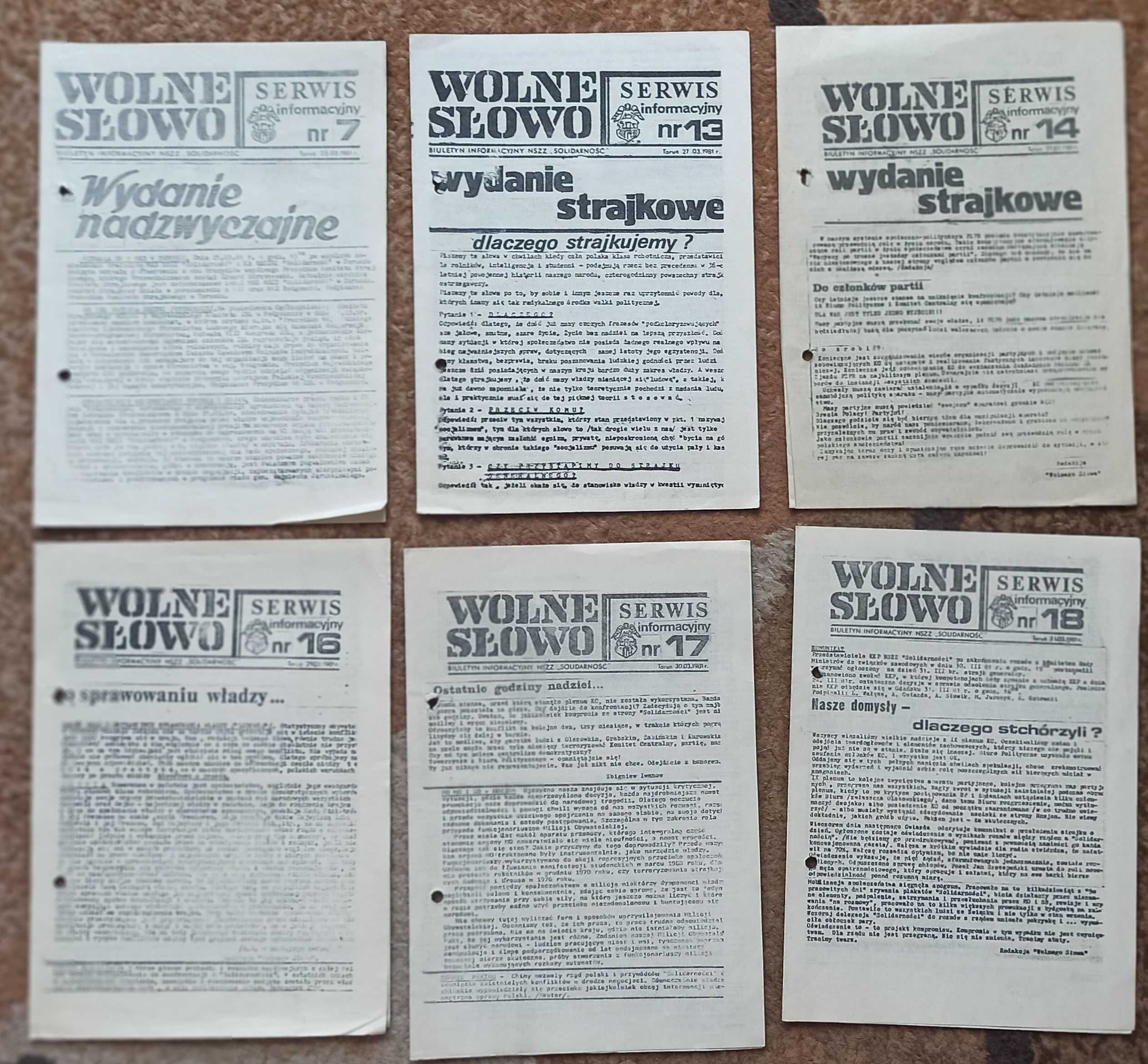 Wolne Słowo - Biuletyn Informacyjny NSZZ Solidarność Toruń 1981