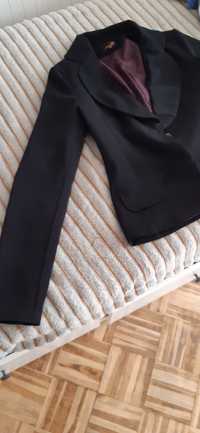 Komplet elegancka marynarka czarna r.36 plus spódnica