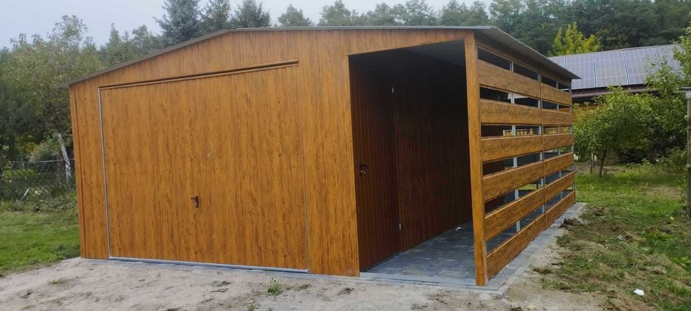 Garaż Blaszany 5x6 dwuspadowy, brama uchylna, wiatka CAŁA POLSKA