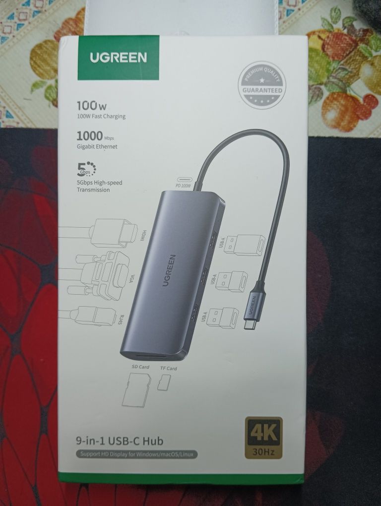 Адаптер док-станція UGREEN 9-in-1 Typ-C до 4  usb hub