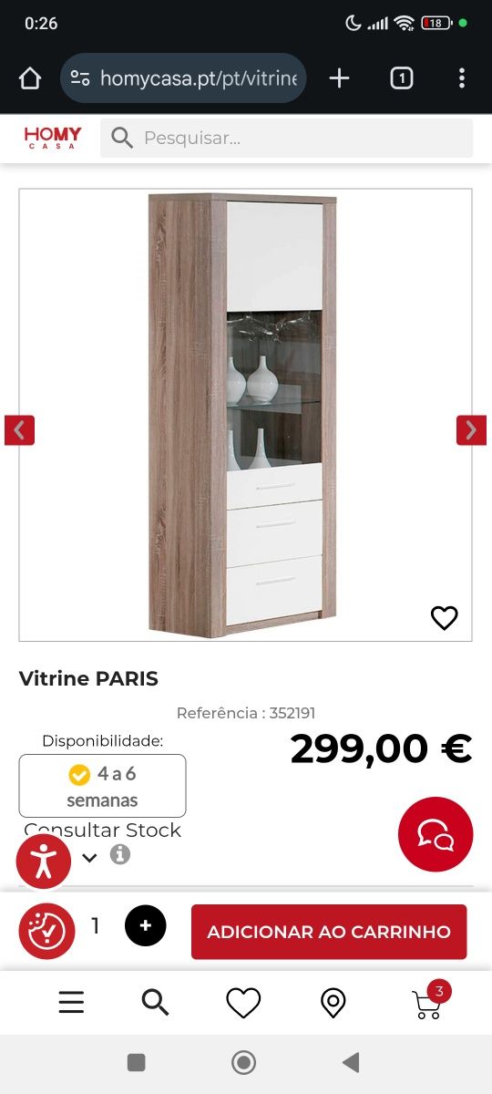 Vitrine Paris usada