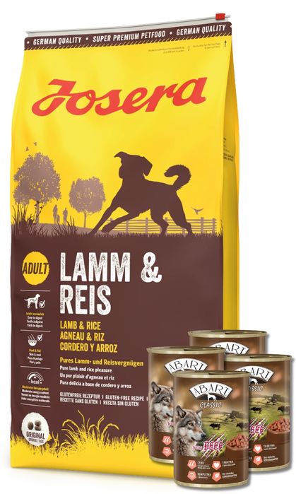 Josera Lamb&Rice 12,5kg + 4x Abart puszka dla psa z wołowiną 415g