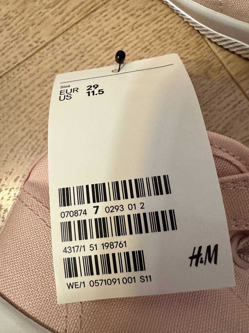 Дитячі високі котонові кеди - хайтопи H&M світло-рожевого кольору