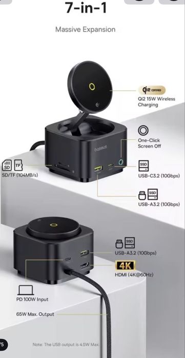 Бездротова зарядка + Hub Baseus MagPro 2 7-в-1