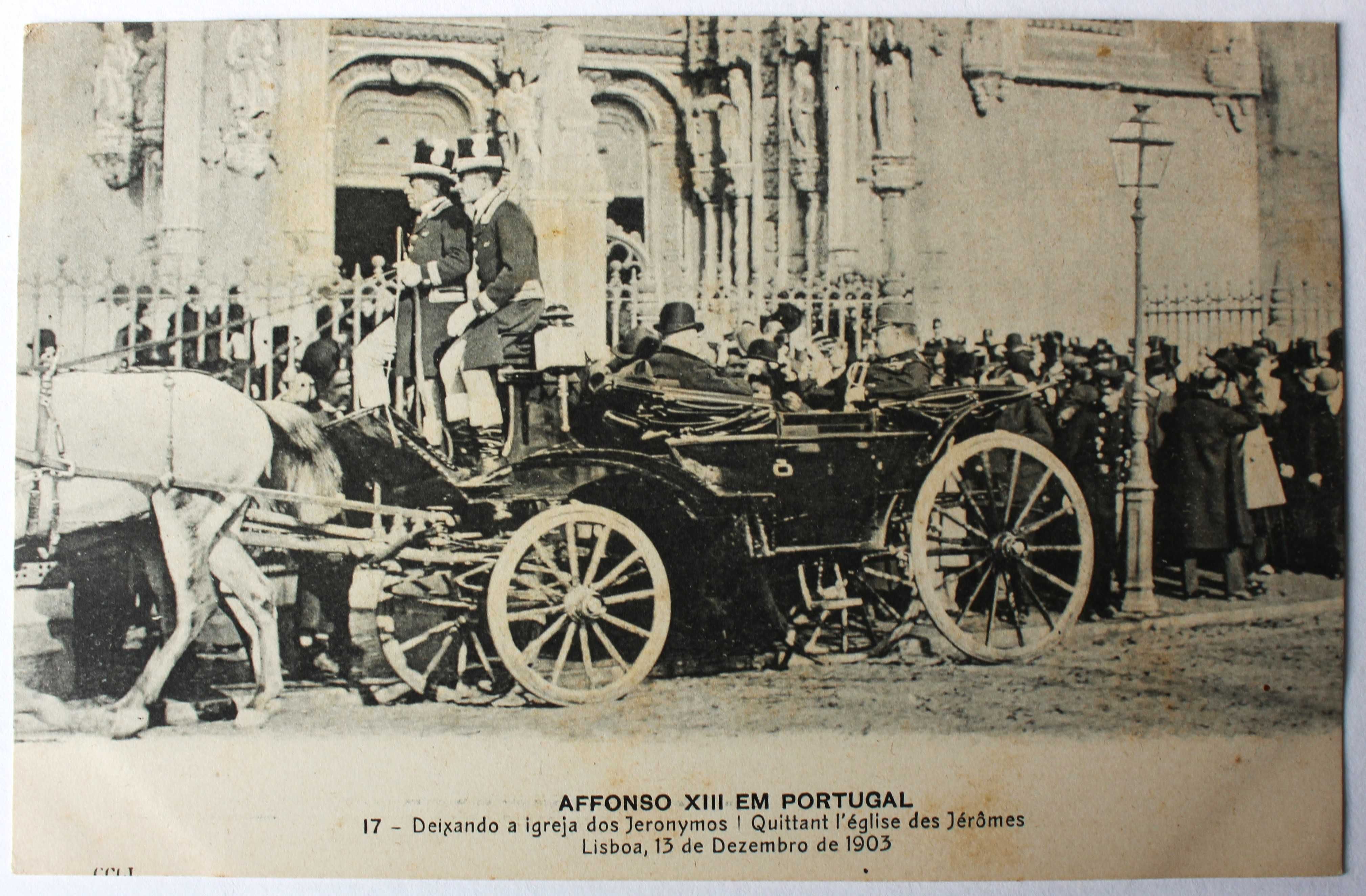 REIS AFONSO XIII E D CARLOS PARTINDO DOS JERÓNIMOS 1903