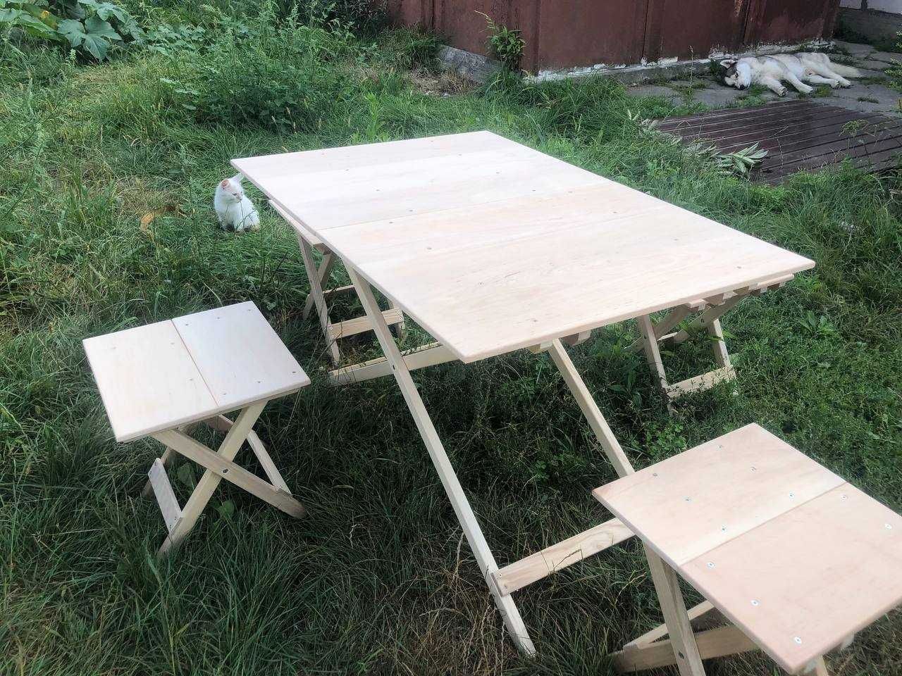 Набор раскладной деревянный стол и стулья