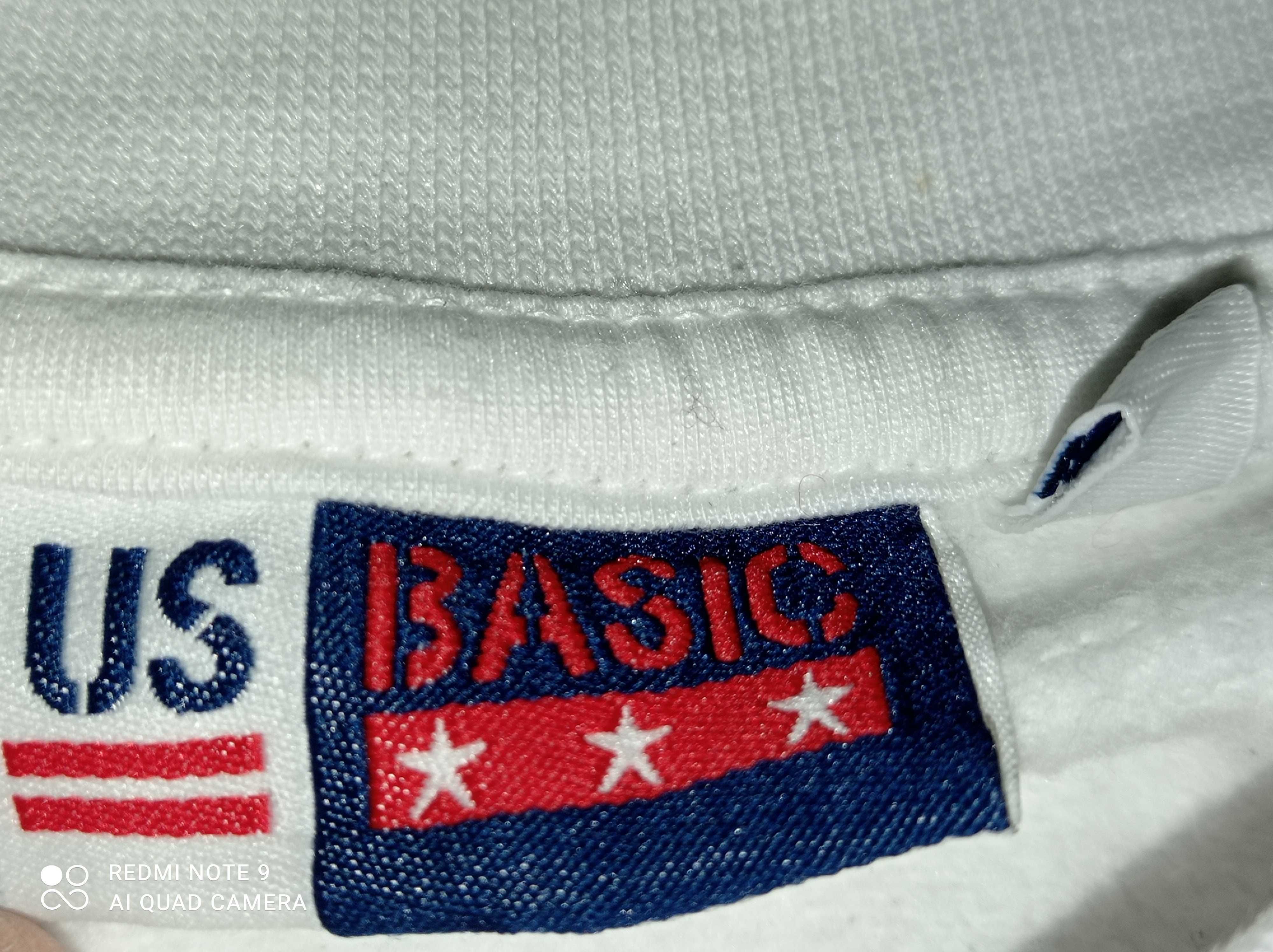 US Basic Biała Bluza Nowa Męska L Rewelacja Logo Bawełna Dresowa