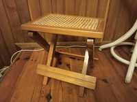 Taboret rattan i drewno