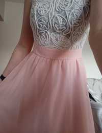 Długa sukienka pudrowy różowa