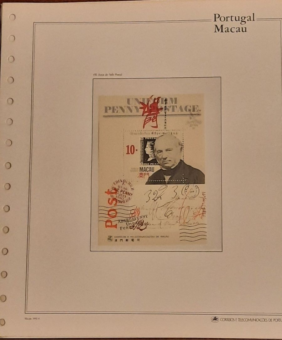 Colecção selos,carteira,blocos Macau ano 1990