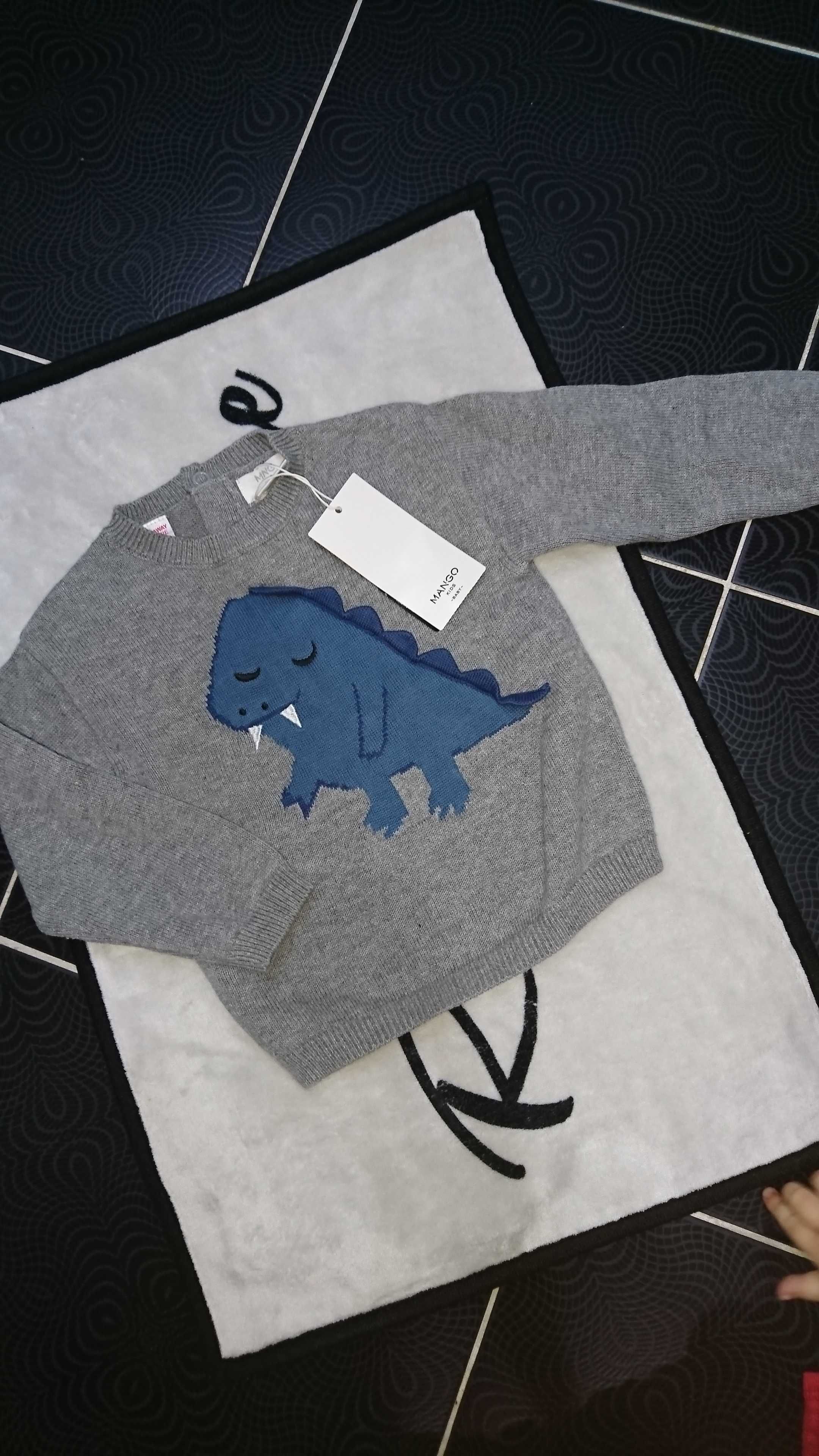 Nowy sweterek sweter chłopięcy mango dinozaur bawełniany 86