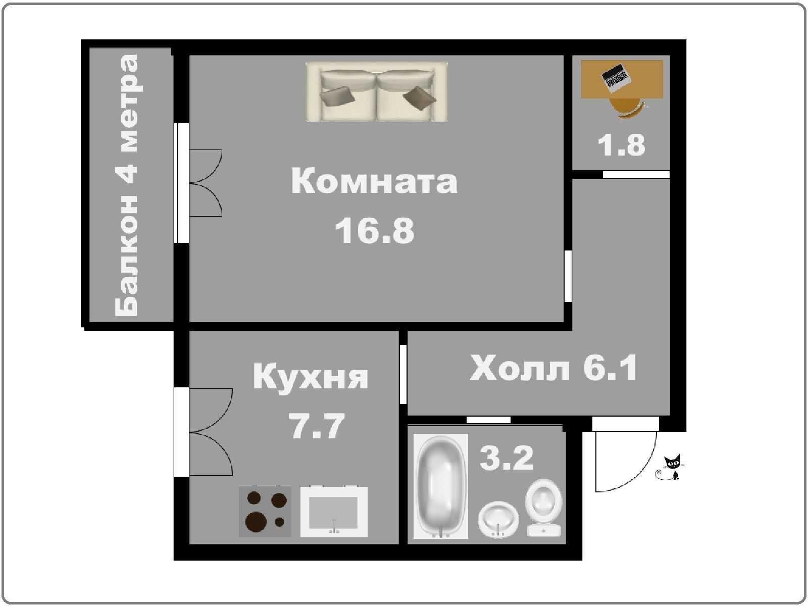 1к квартира, 17 мікрорайон Хортицького району , 5/10 поверх,