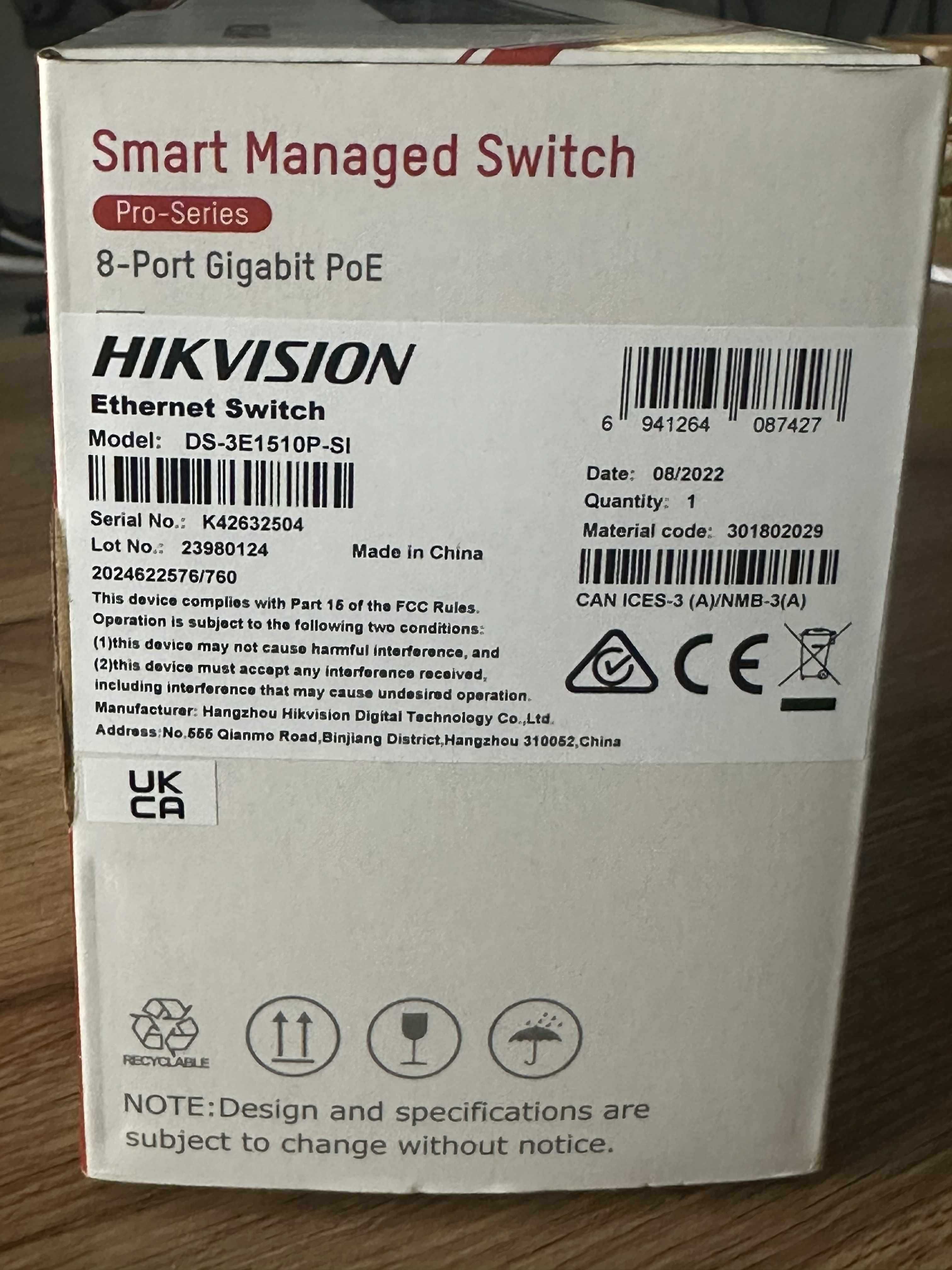 Switch gigabitowy Hikvision Digital Technology DS-3E1510P-SI