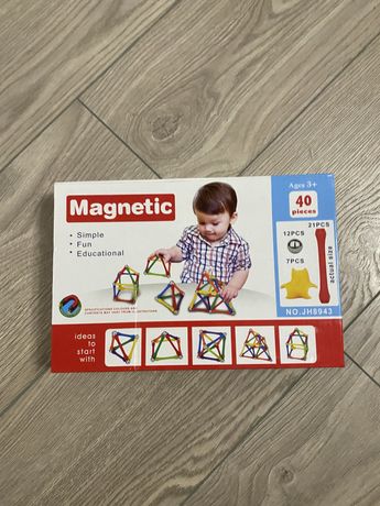 Дитячий магнітний 3D конструктор Magnetic JH8943 у коробці 40 деталей
