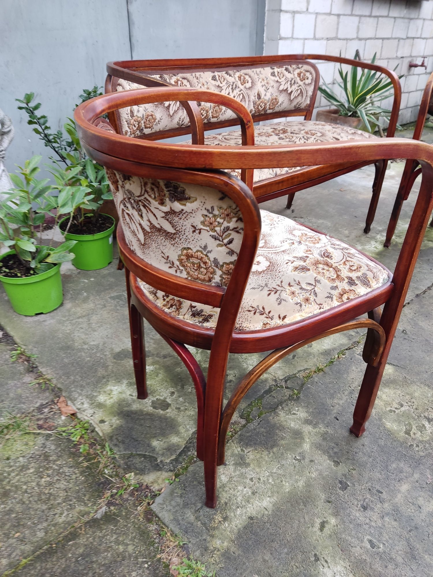 Sofa i dwa fotele proj G.Siegel dla J&J Kohn vintage retro