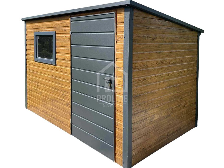 Schowek Domek Ogrodowy 3x2m drzwi okno drewnopodobny spad w tył PLG187