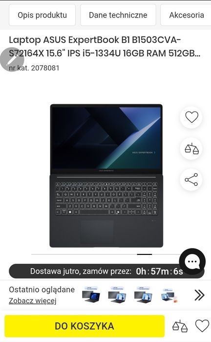 Nowy ASUS ExpertBook B1503CVA.  Sklep 3000 zł. Gratisy!!
