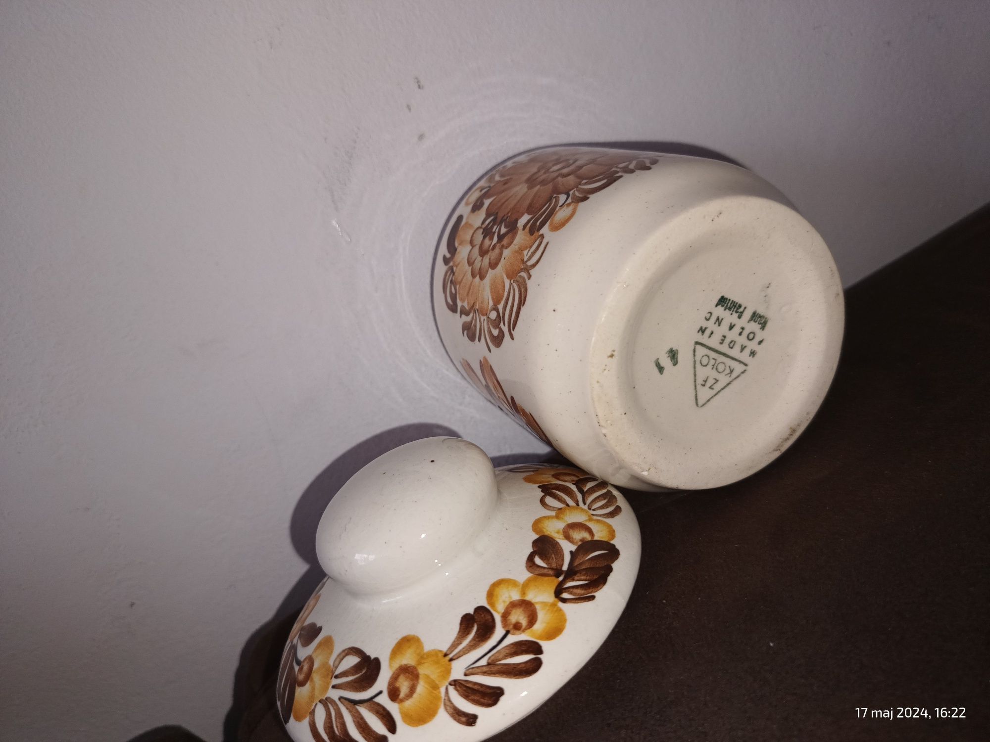Pojemnik Ceramiczny z pokrywą ZF Koło Ręcznie malowany