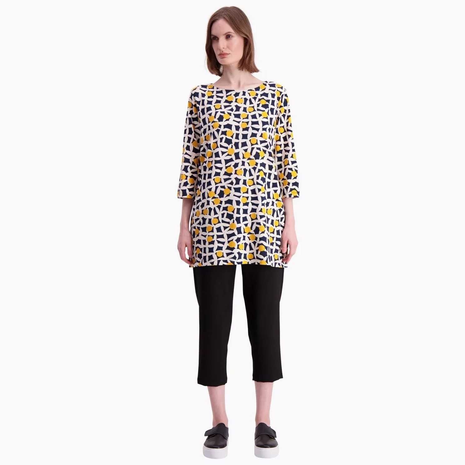 Туніка MARIMEKKO розмір XS S // кишені футболка топ бавовна 3/4 рукав