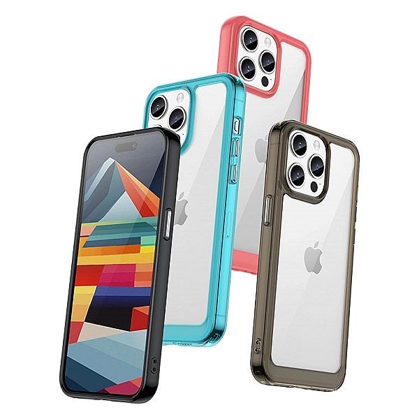 Wzmocnione etui z elastyczną ramką do iPhone 15 Pro Outer Space - czer