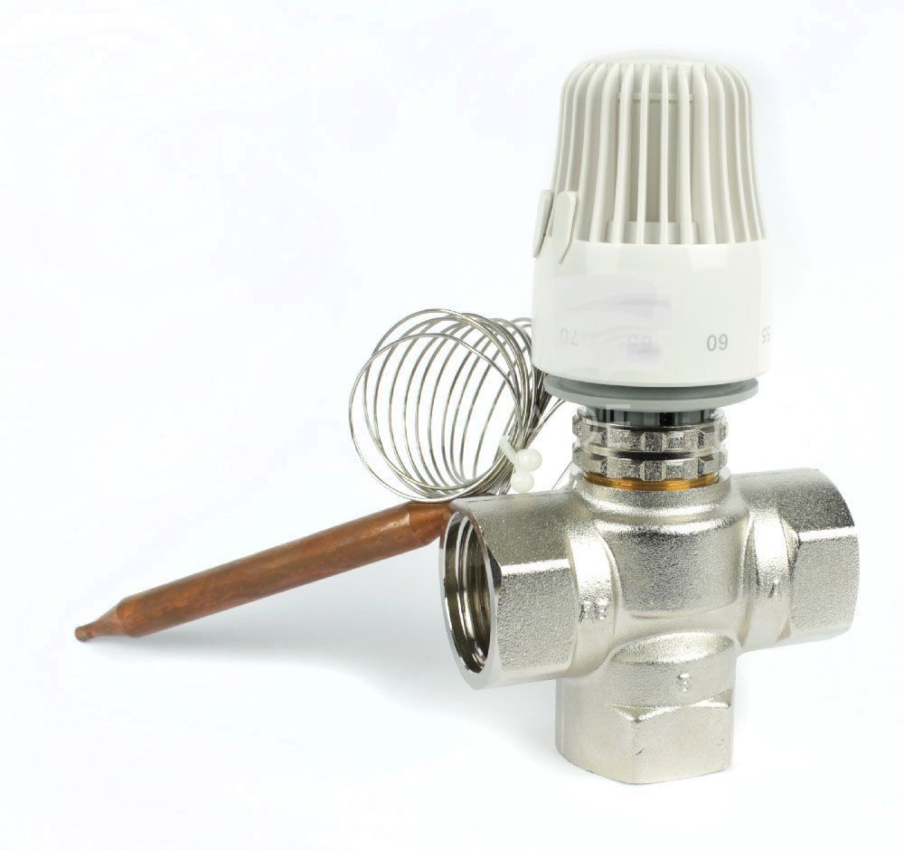 Клапан трехходовой смесительный с термоголовкой для отопления опалення