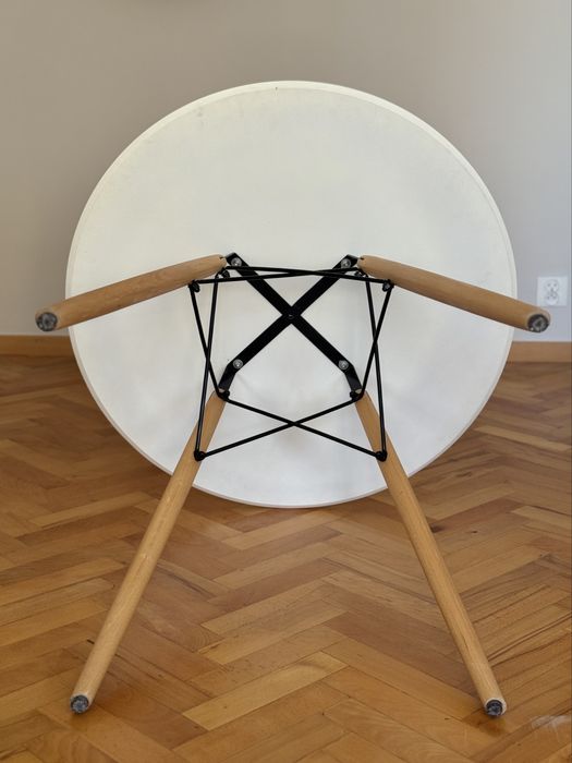 Stół okrągły biały skandynawski 80 cm, drewniane nogi, bardzo stabilny