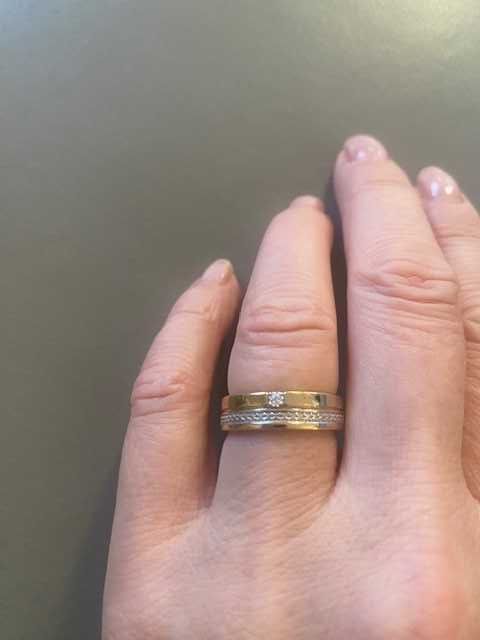 pierścionek  Yes z dwukolorowego złota z diamentem R 11