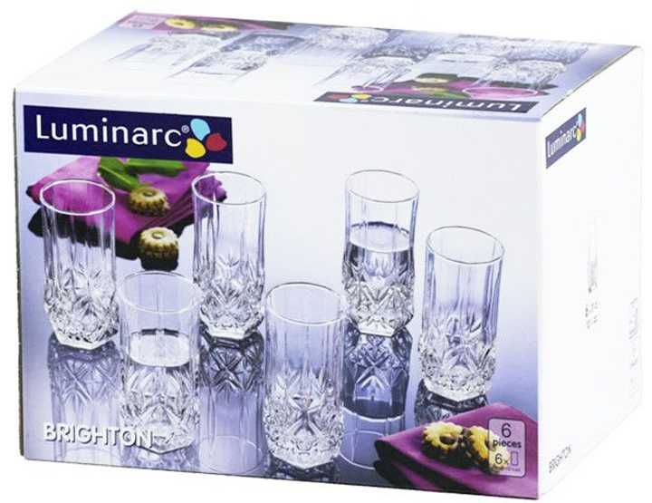 Набір склянок Bormioli Rocco 370 мл, Luminarc Brighton 310 мл 6 штук