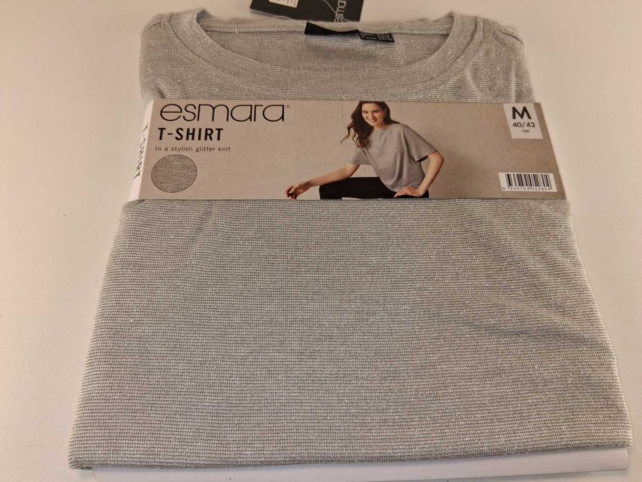 A147 Esmara Damski T-Shirt Z Brokatowym Ściegiem M 40/42