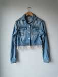 Guess L.A kurtka jeansowa M unikat brokat pióra