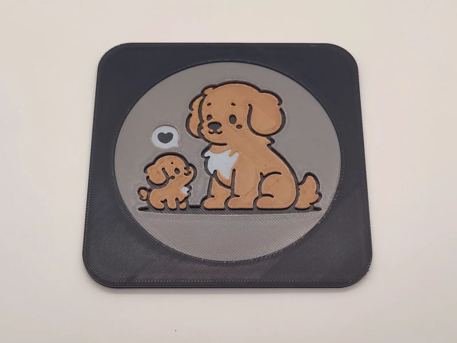 Descanso de Copo Mãe e Filhote de Cão Adorável