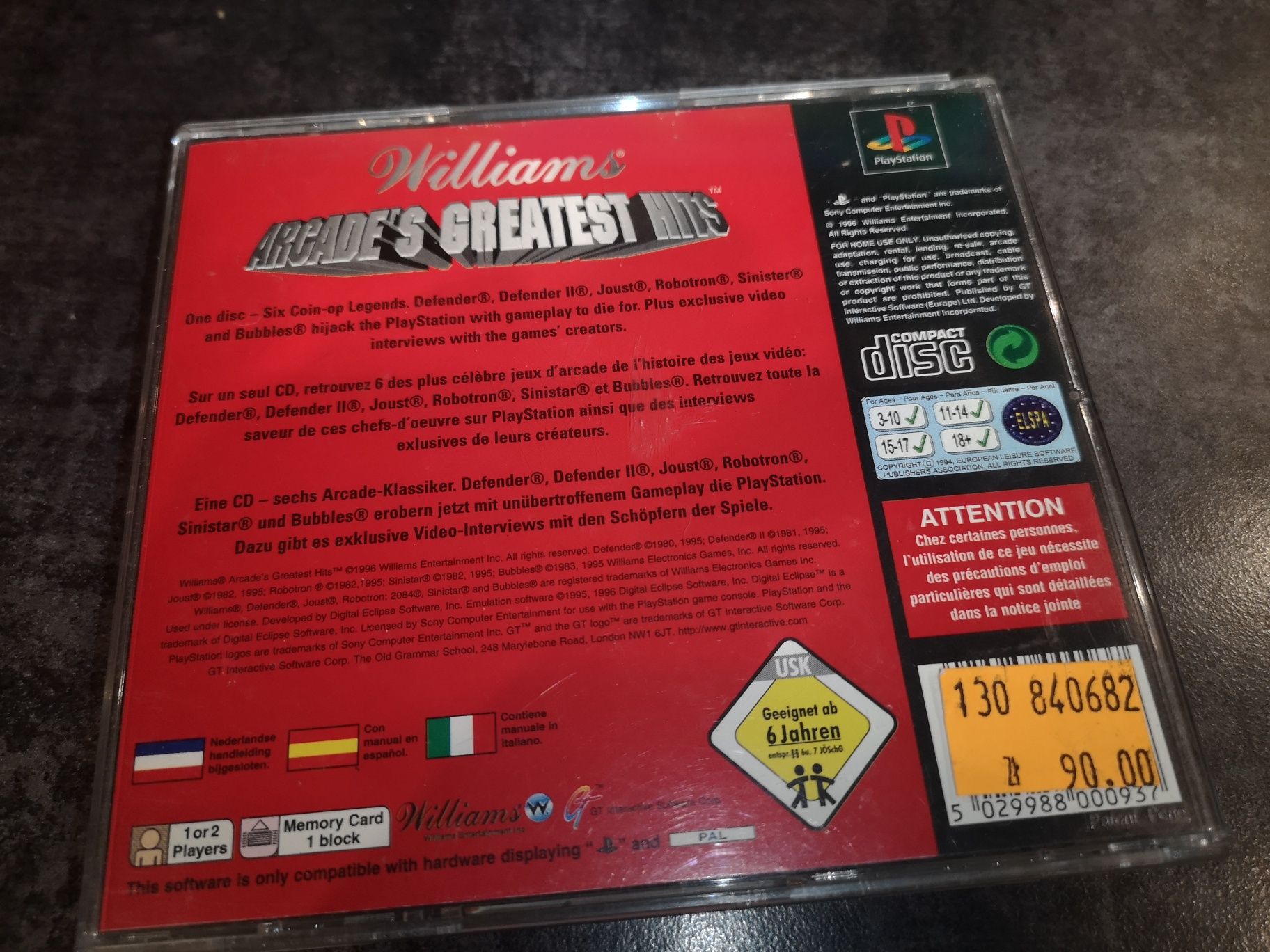 Williams Arcades Greatest Hits PSX PS1 6 Gier retro (stan bdb)