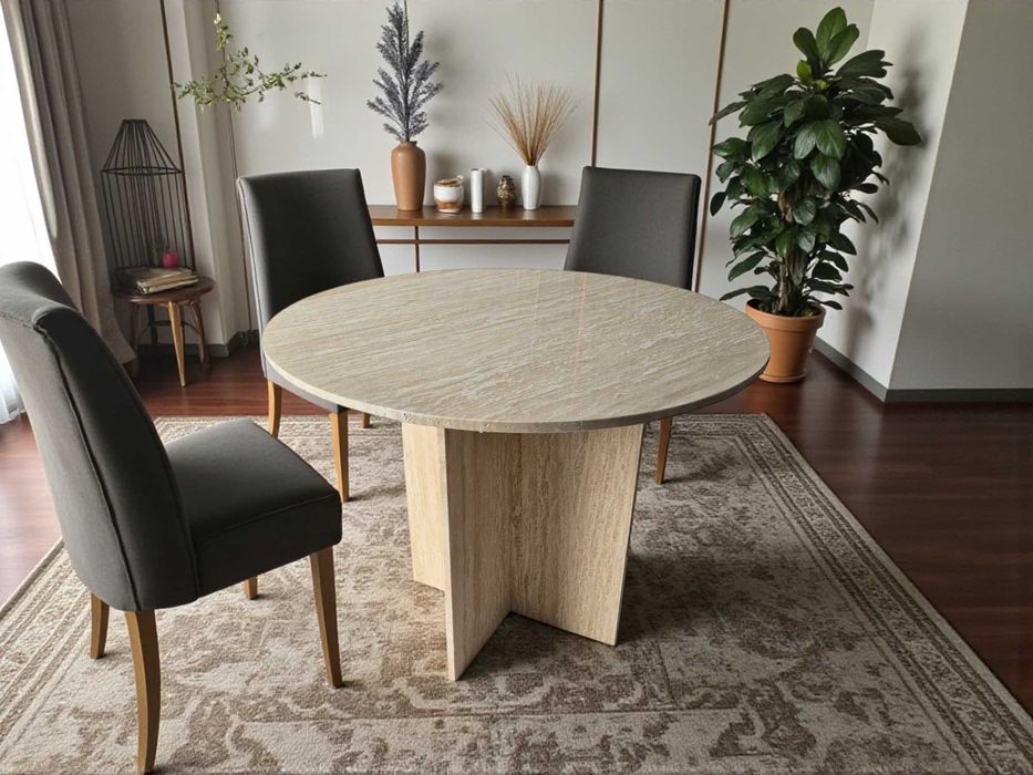 Stół beżowy Ivory w połysku