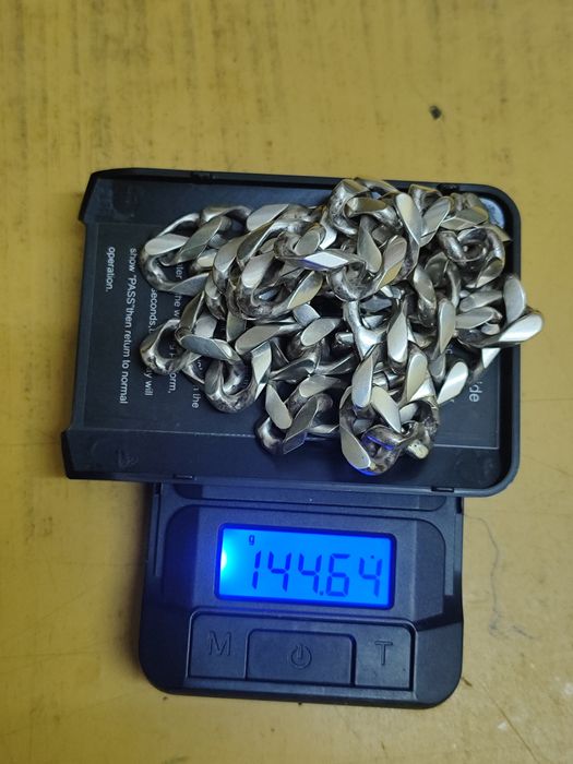 Wielki ,ciężki srebrny łńcuch pancerka proba 925-waga 144 gr.