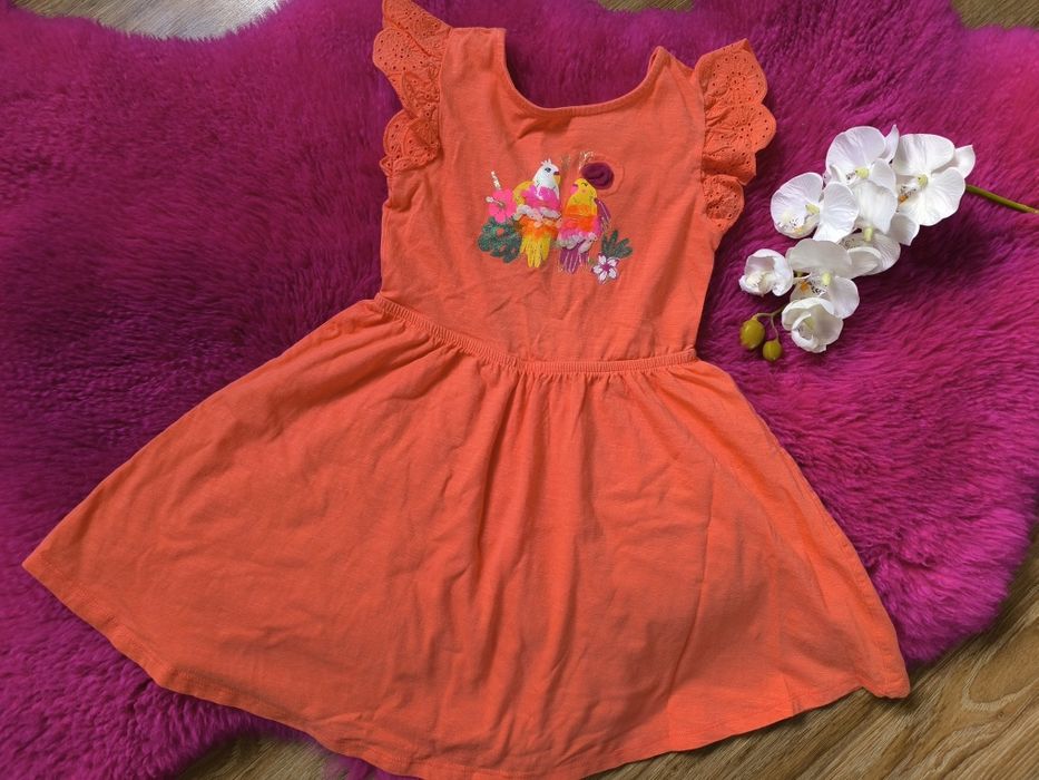 Sukienka papużki C&A 116 pomarańczowa